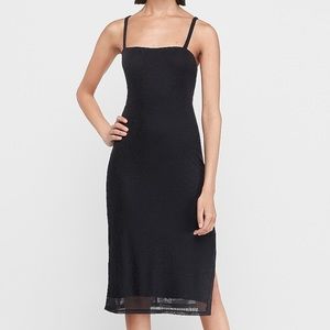 Black Ribbed Midi with Slit